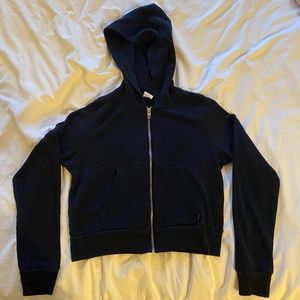 TNA Cropped Thermal Zip Hoodie Black